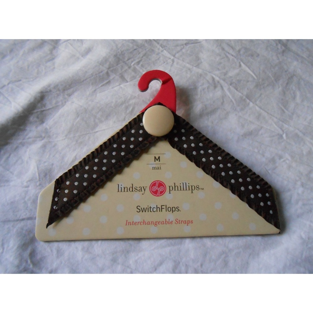 NEW LINDSAY PHILLIPS INTERCHANGEABLE STRAPS SWITCHFLOPS Medium 7/8 Mai Brown Dot